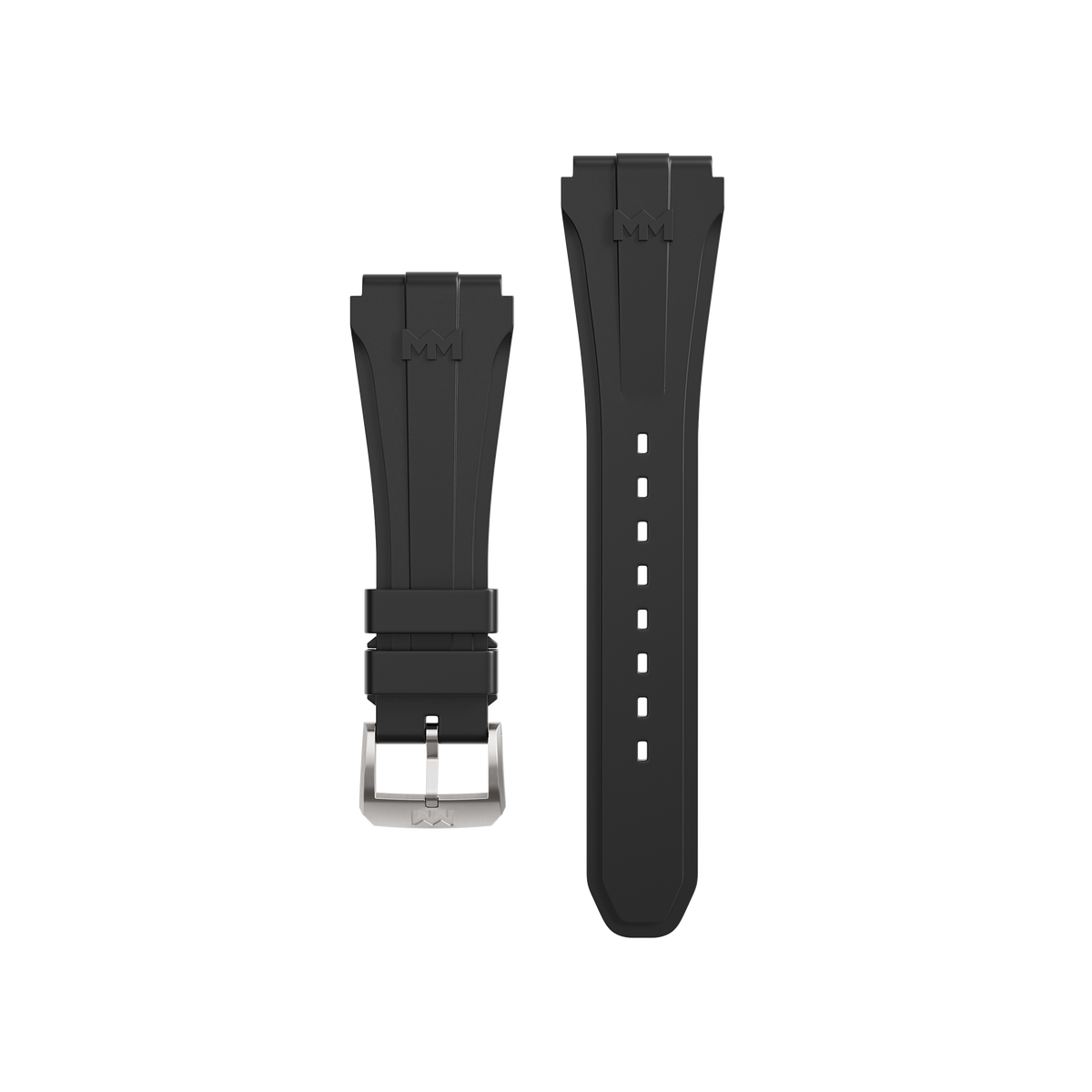 Minimax 22mm black FKM rubber watch band stainless steel buckle