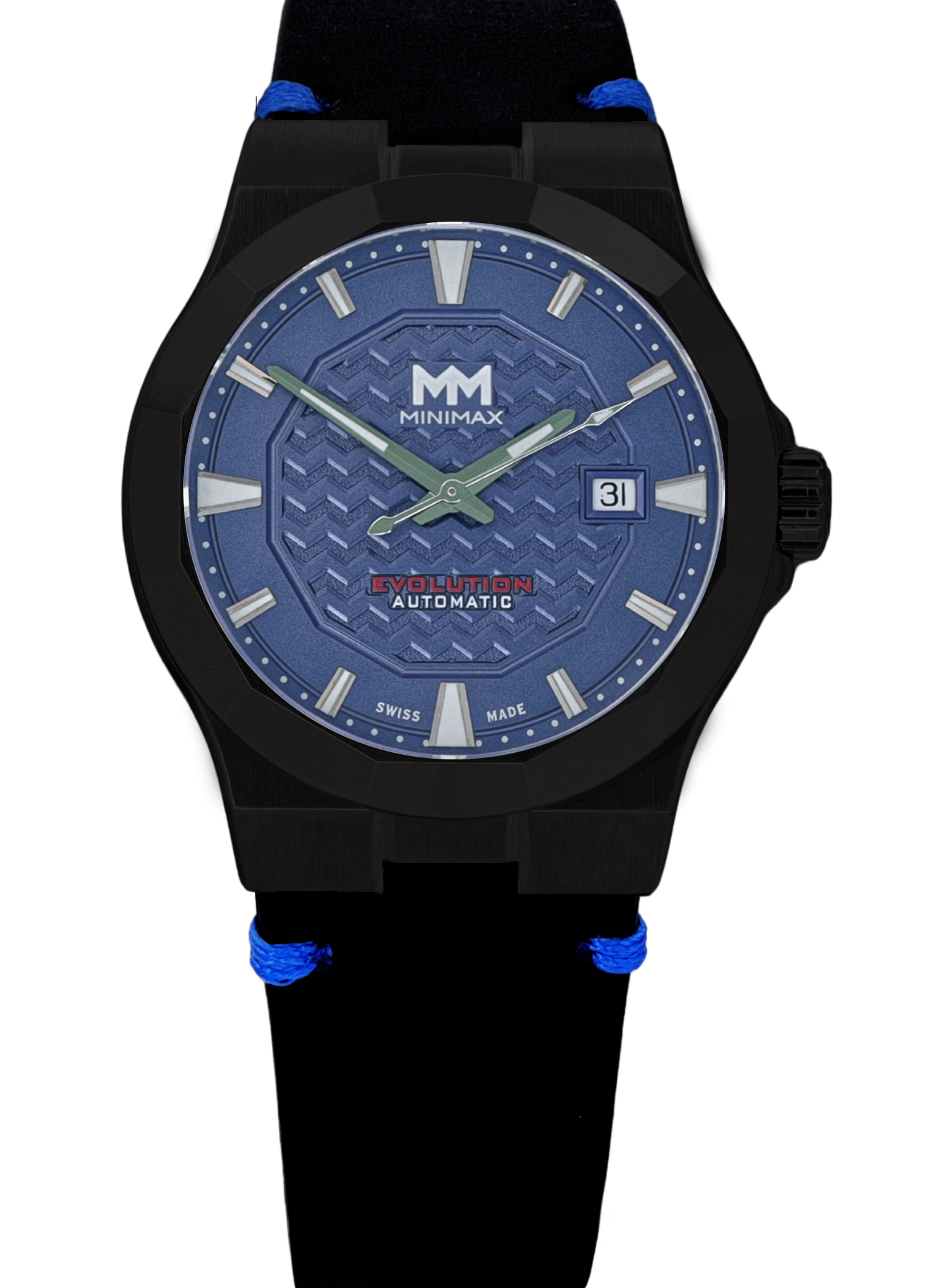 Black leather Blue stitching
